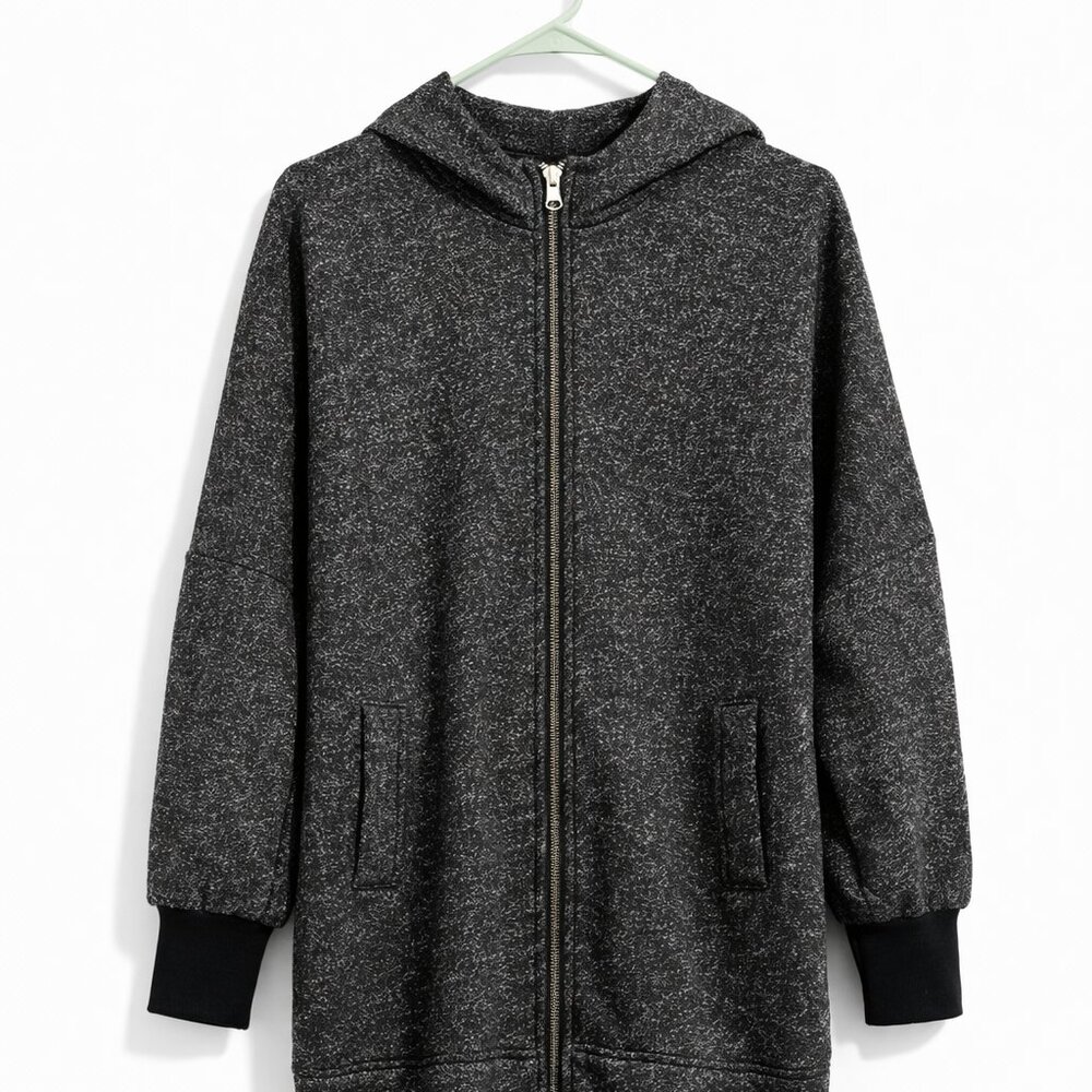 CURATOR Charcoal Longline Zip Hoodie – Size XS
